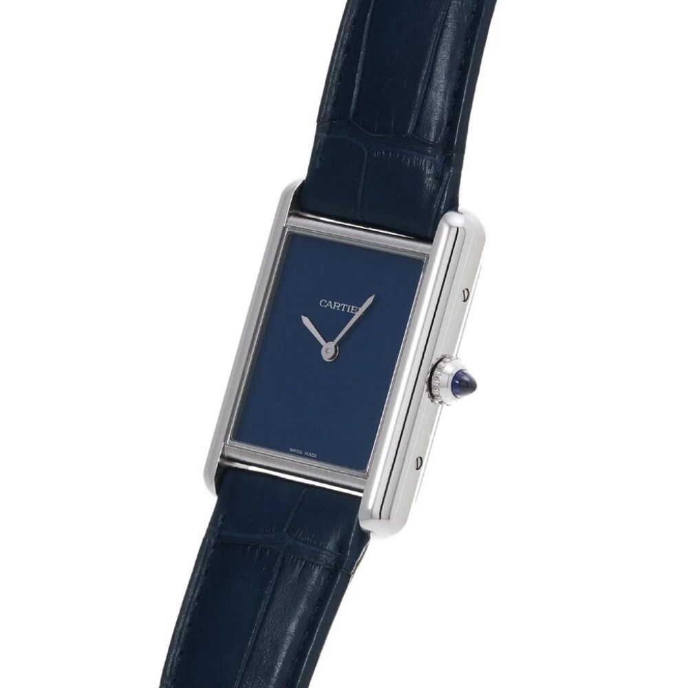 CARTIER tank mast LM WSTA0055 blue lacquer mens Watches quartz Used Ginzo - Picture 6 of 7